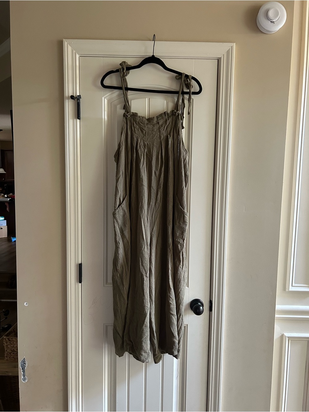 En Creme Olive Tie-Shoulder Wide Leg Jumpsuit - Picture 2 of 5